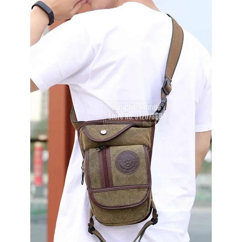 

Motorcycle Leg Bag Military Fan Bag Riding Outdoor Leisure Sports Multifunctional Canvas Motorcycle Leggings Waist Bag Men