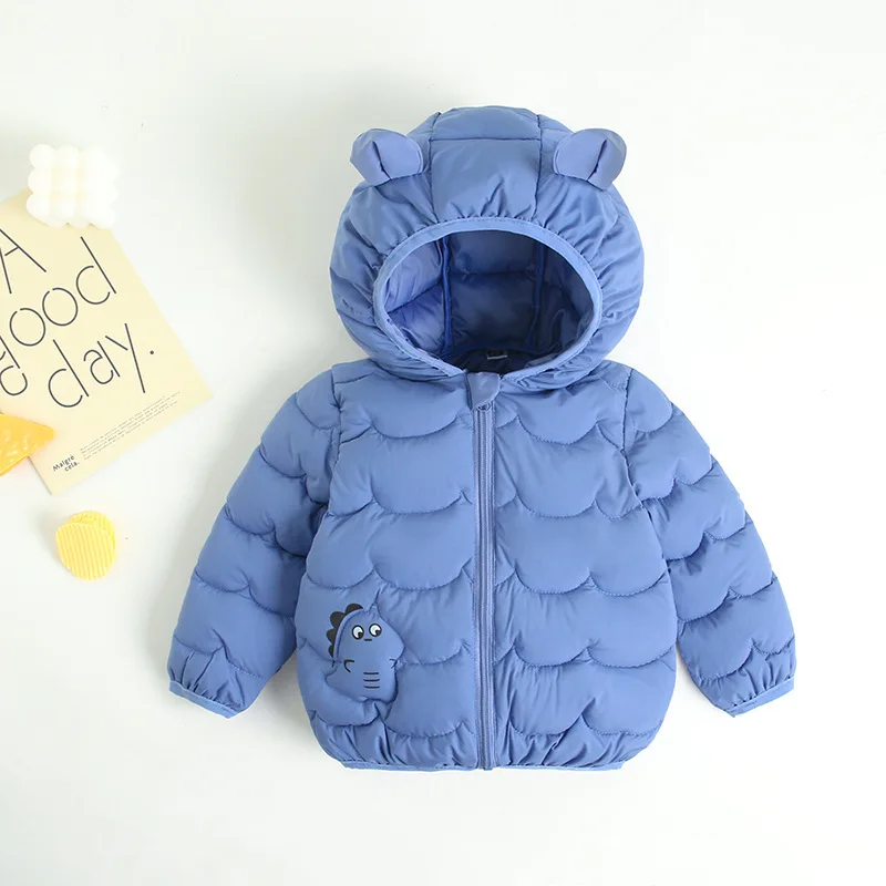 Baby Girls Boys Coat 2022 Winter Thick Down Hooded Coat Children Cute Dinosaur Jacket Newborn Warm Zipper Outerwear Kids Clothes