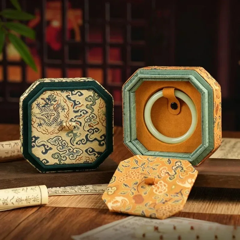 

Embroidery Bracelet Storage Box Retro Jewelry Organizer Boxes Luxury Jade Storage Box Portable Desktop Jewelry Packaging Case