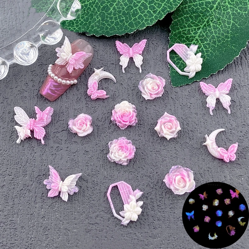 30st 3D Gemengde Bulk Hars Strass Bloemen Camellia Nail Art Decoratie Kawaii Accessoires Snoep DIY Manicure Charms Supplies