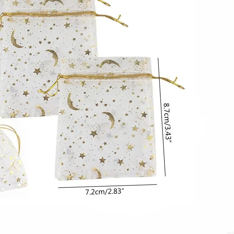 H9ED 100 -PIECES Hochzeitsbevorzugungen Taschen Süßigkeiten Schmuck Geschenktüten Mond Star Organza -Taschen