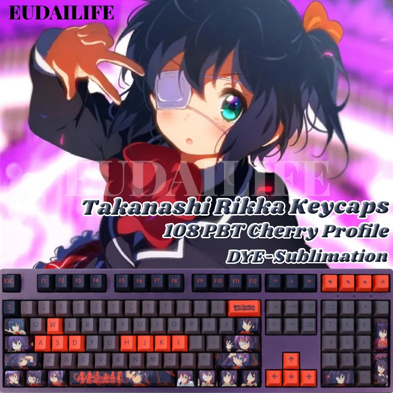 

Takanashi Rikka 108 Keys Cover Chunibyo Anime DYE Sublimation Cherry Profile MX Cross Axis Switch Keycap Mechanical Keyboard