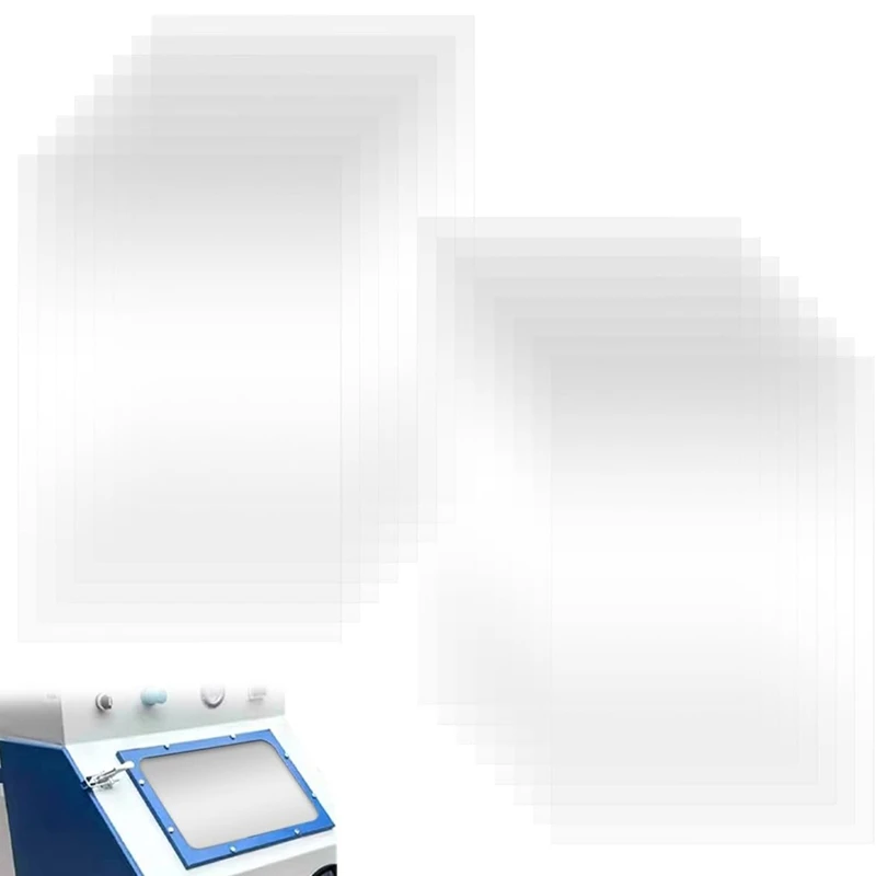 Película de chorro de arena de 16 piezas, espejo de gabinete de explosión transparente, película protectora de gabinete de explosión de poliéster con adhesivo de doble cara-A14G