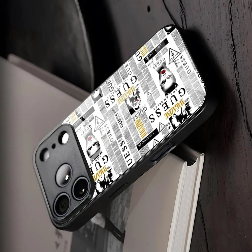 Funda de Vidrio para Teléfono G-Guess-es, Compatible con iPhone 17 Air 16, Antipolvo, 15 17 14 Pro Max 13 12 11 X XS XR Plus, para Samsung S 26 24 23 22 Ultra