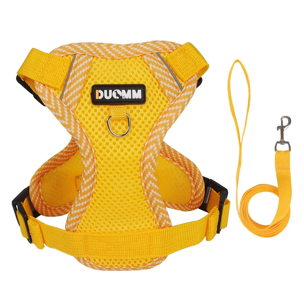 

Adjustable Dog Harness Set with Traction Rope Escape Proof Pet Walking Vest Reflective Strap Multi-color Dog Collars Leash Set