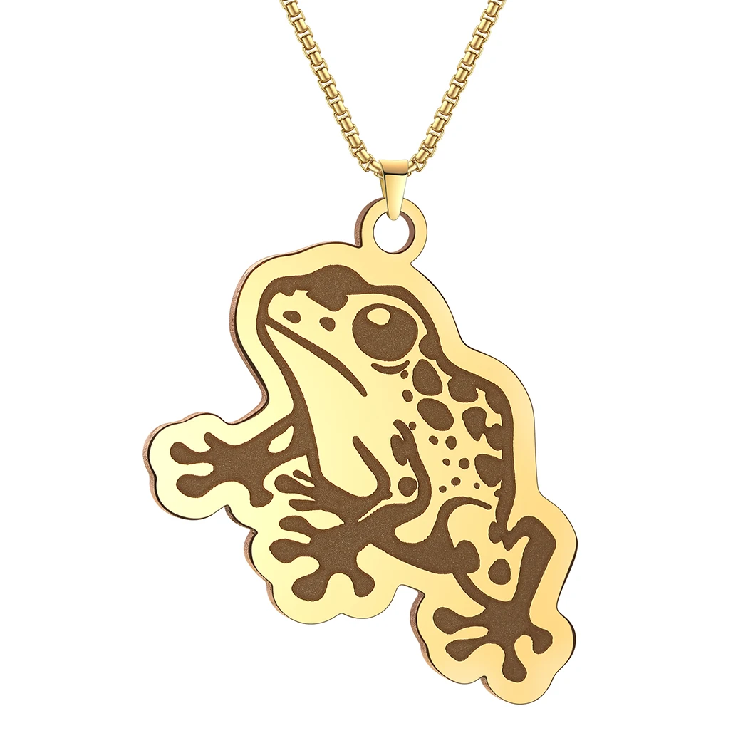 QIMING Spotted Poison Dart Frog Pendant Necklace Women Men Jewelry Animal Gold Fashion Necklace Party Gift