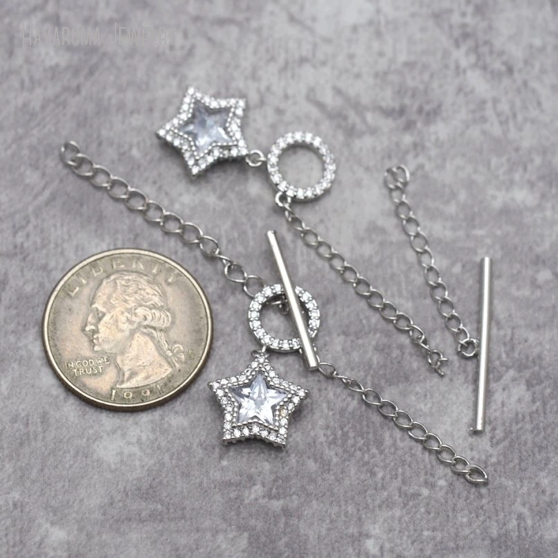 

5Pcs Ot-buckle Copper Wholesale Invisible Setting Silver Color & Hooks Star Stars Pentagram Accessory Clasps