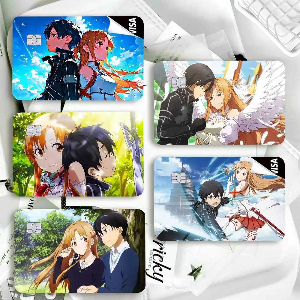 Game S-Sword Art Online Asuna Kirito Waterproof Film Skin Cover Credit Card Stickers Debit Front Bank Bus Pass