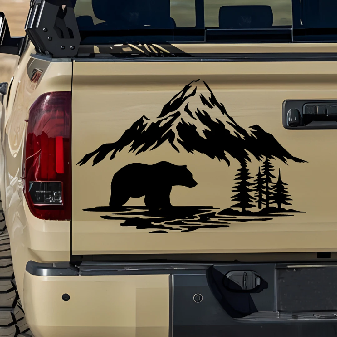 

Bear Crossing Forest Adventure Pickup SUV Off-Road Car Sticker Window Glass Body Pull Flower Vinyl Decal Sticker