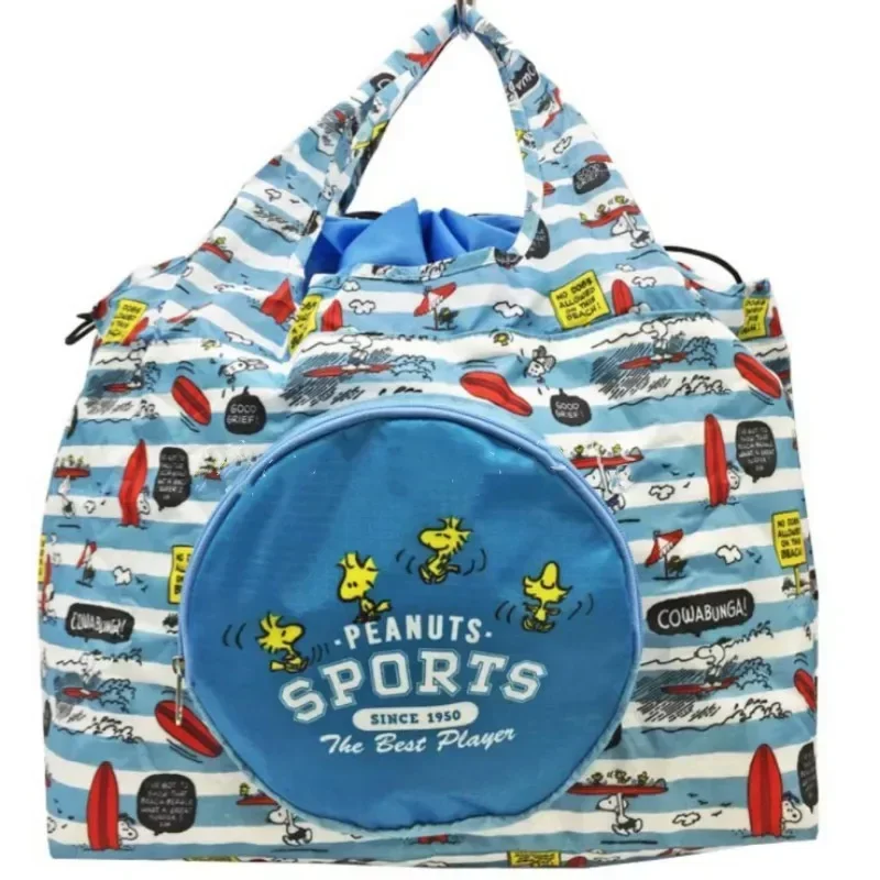 Borsa da ragazza Snoopy Borsa per la spesa pieghevole Borsa a tracolla con coulisse Borsa da picnic per cartoni animati con protezione ambientale