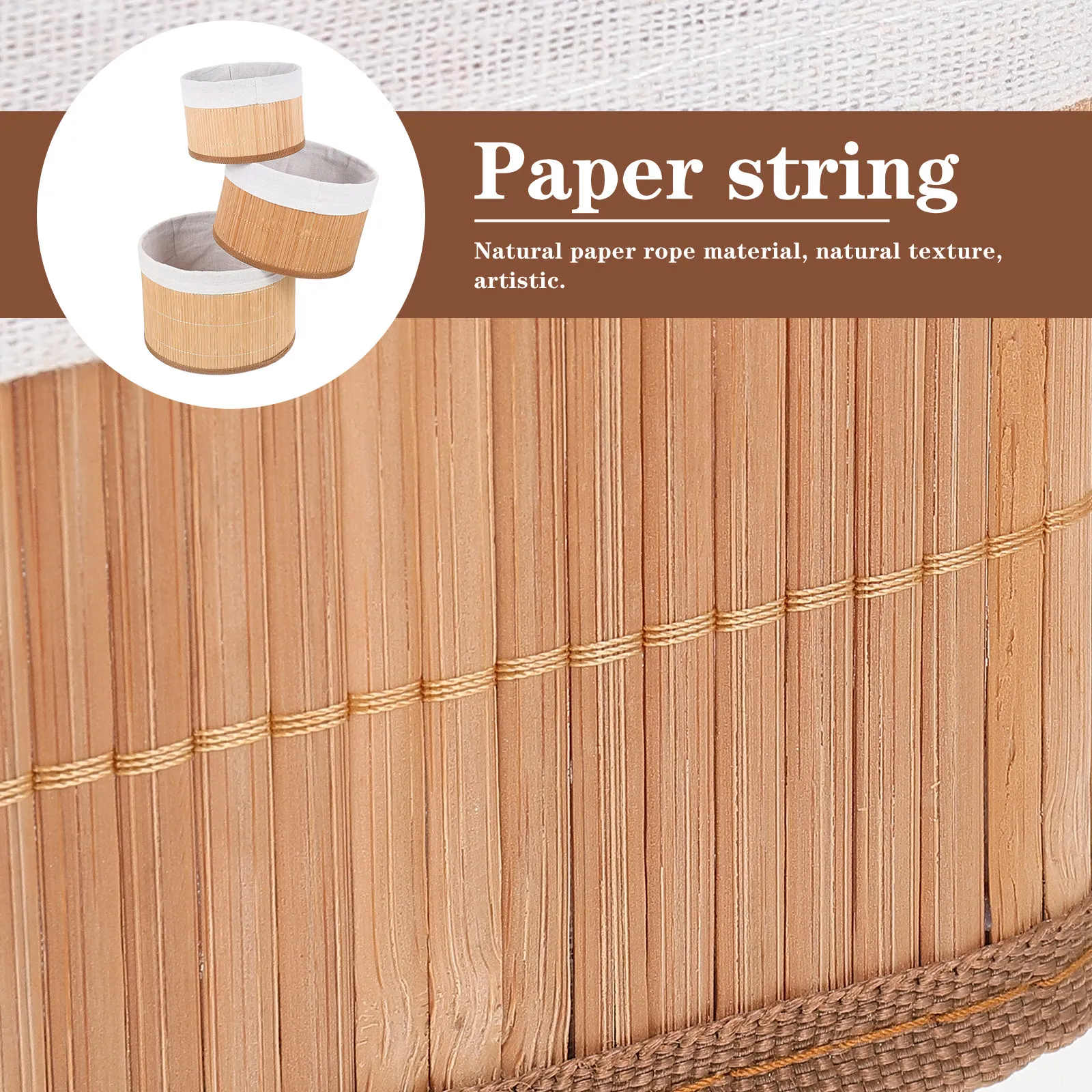 

3Pcs Round Bamboo Woven Storage Basket Premium Decorative Fruit Snack Organizer for Desk Office Living Room Bedroom