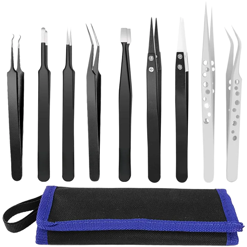 High Carbon Steel Tweezers Set Featuring Finished Handles for Electronics Lab Jewelry and Soldering Use High Carbon
