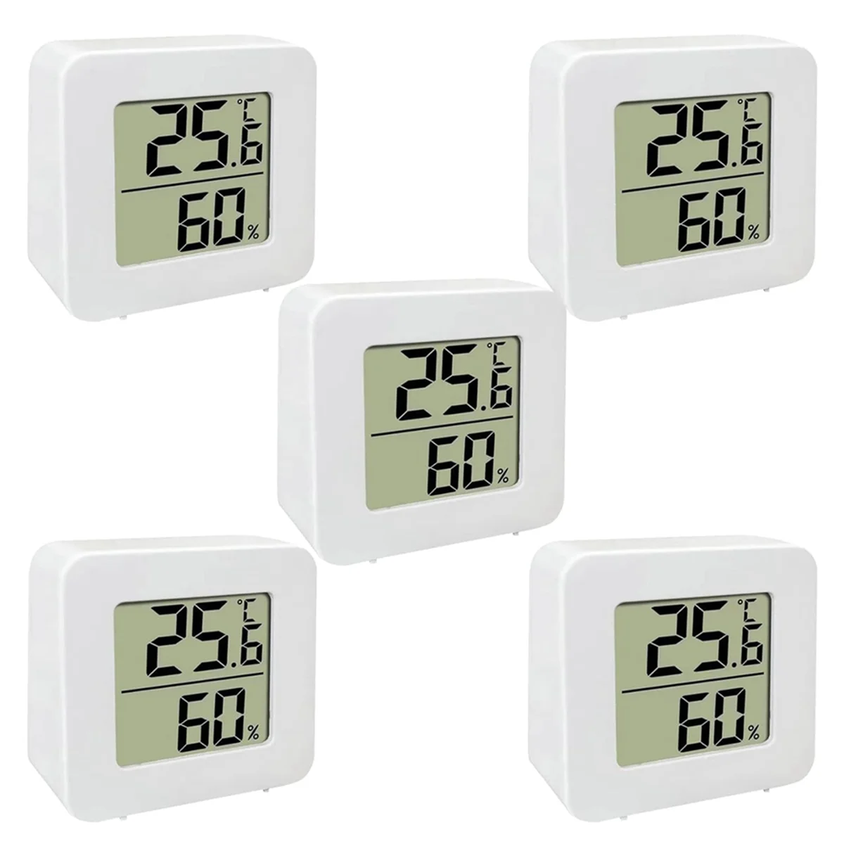 

New 5 Pack Mini Digital LCD Display Temperature Humidity Meter Sensor Wall Mounted Indoor Room Weather Gauge Tools
