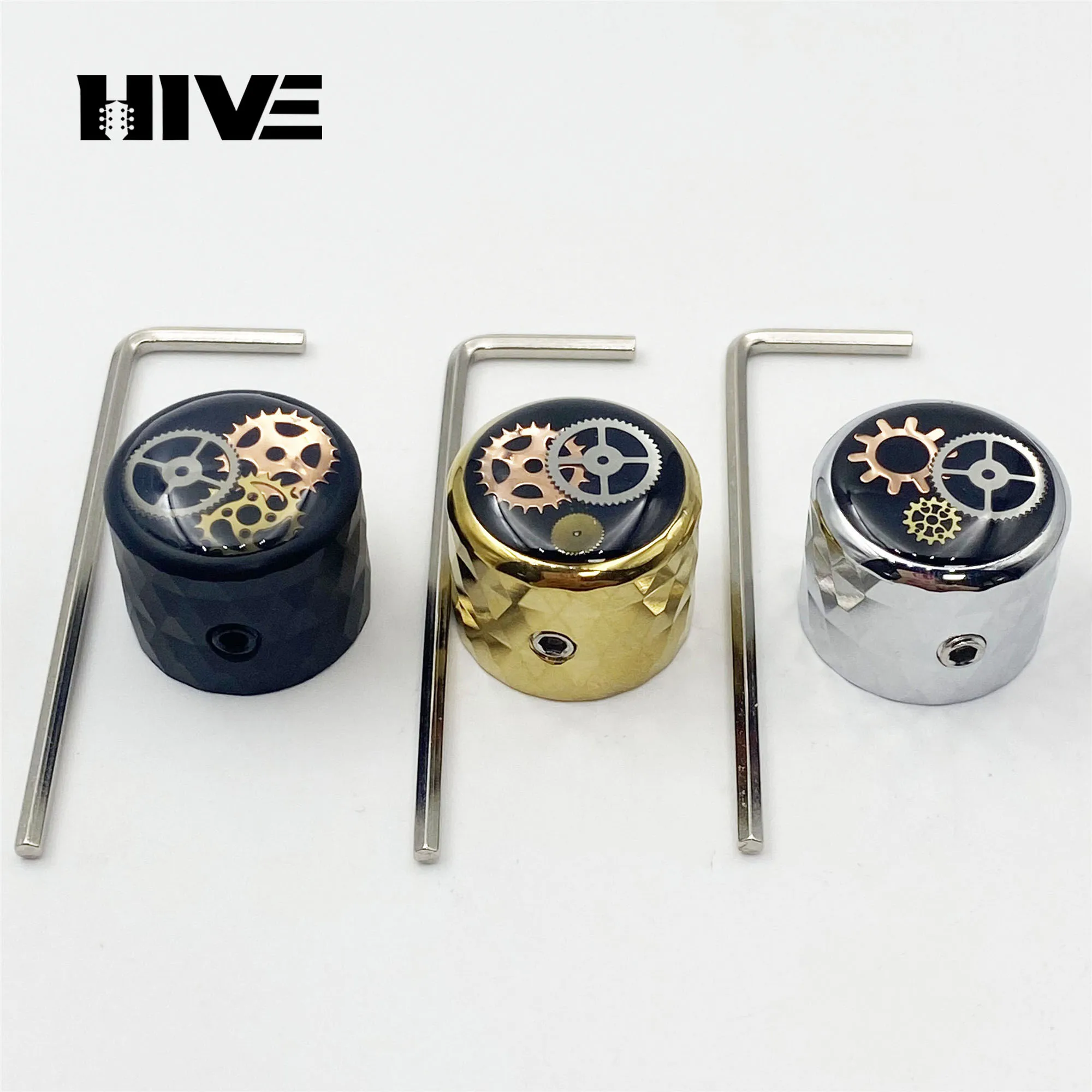 Tapa de perilla de volumen perforada tipo engranaje de alta gama para guitarra eléctrica, tapa de perilla de tono para bajo eléctrico, tapa de potenciómetro de guitarra