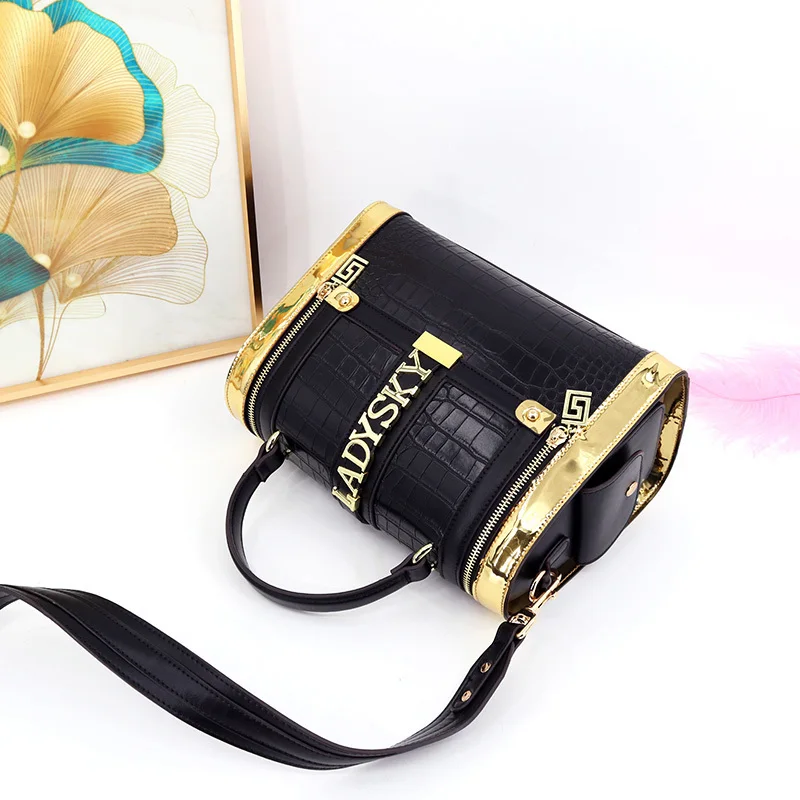 2024 Women\'s Shoulder Bag Messenger Bag High Quality Black Gold Splicing Color Casual Crossbody Bags Handbag Fashion Sac A Mai