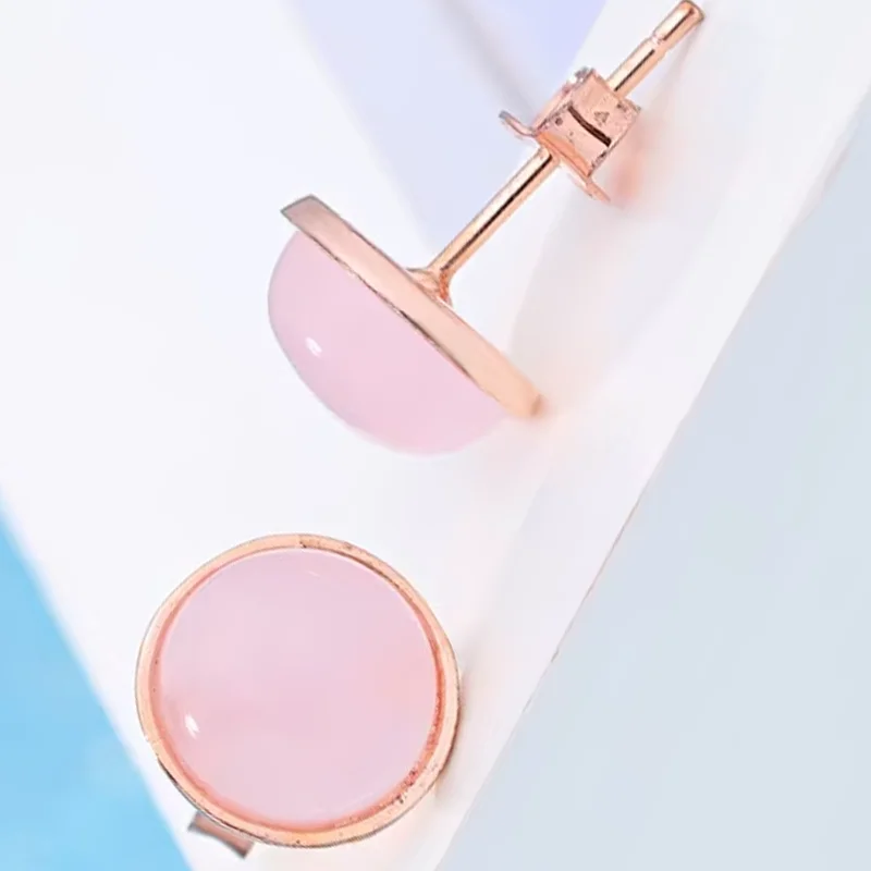 Wholesale jewelry birthday gift drop shipping 100% 925 sterling silver hot sell natural pink opal stone ladies'stud earrings