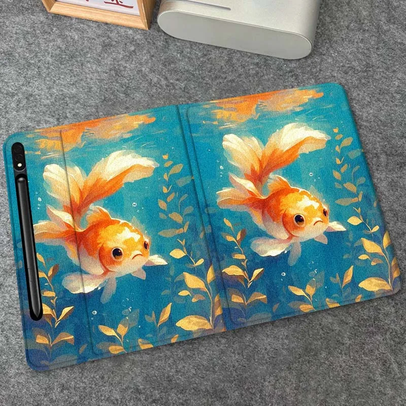 

Goldfish Flower For Samsung Galaxy Tab S9 S10 S6 S7 S8 FE Plus Lite Inch Foldable Cover Tablet Case