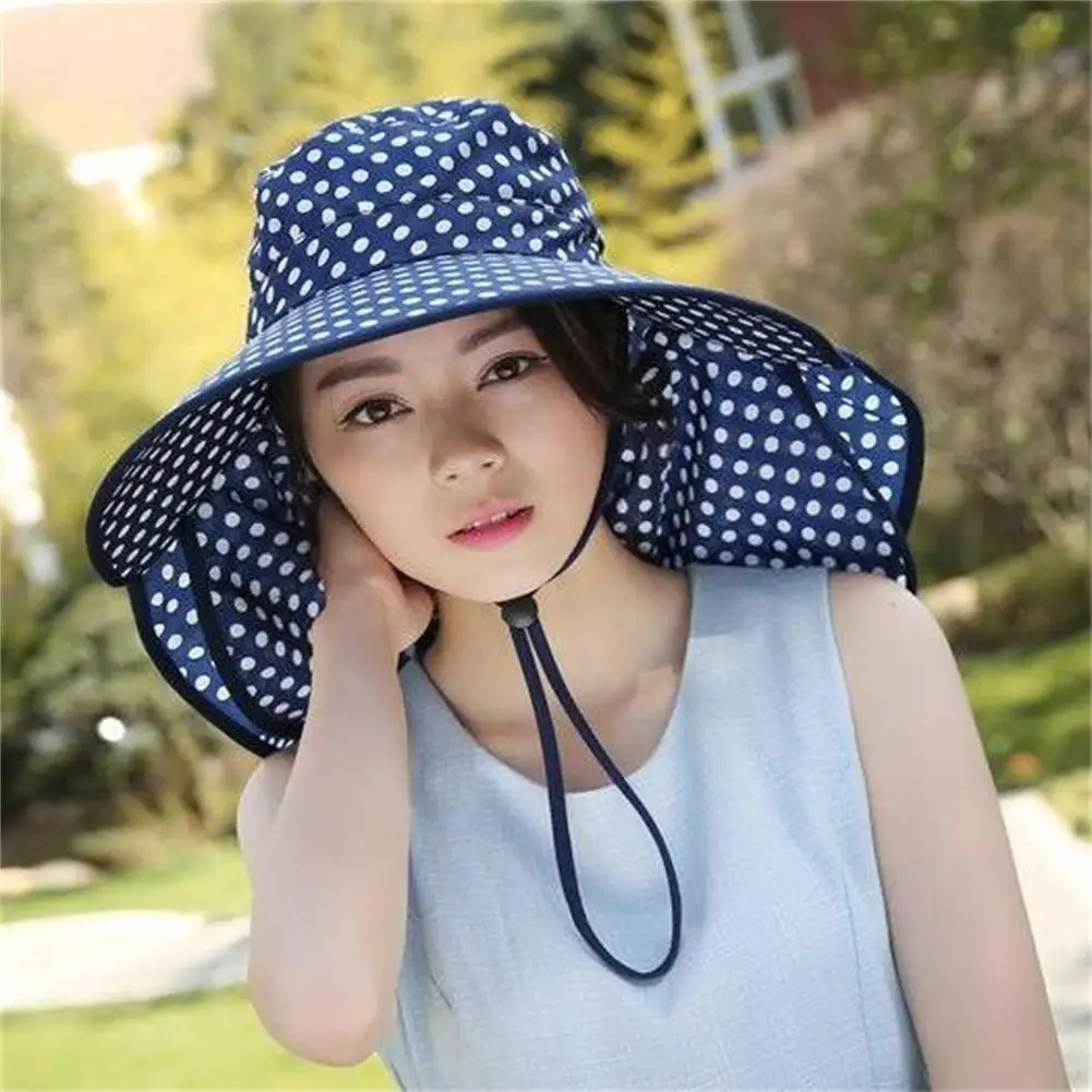 Fishing Caps Sunscreen Hat Anti-UV Windproof Outdoor Cycling Tea Picking Bucket Cap With Face Covering Shield