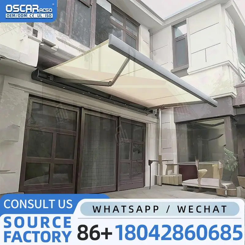 

Patio Manual Telescopic Folding Awning Motorized Cassette Retractable Canopy Stylish Portable Awnings for Balcony Backyard Deck