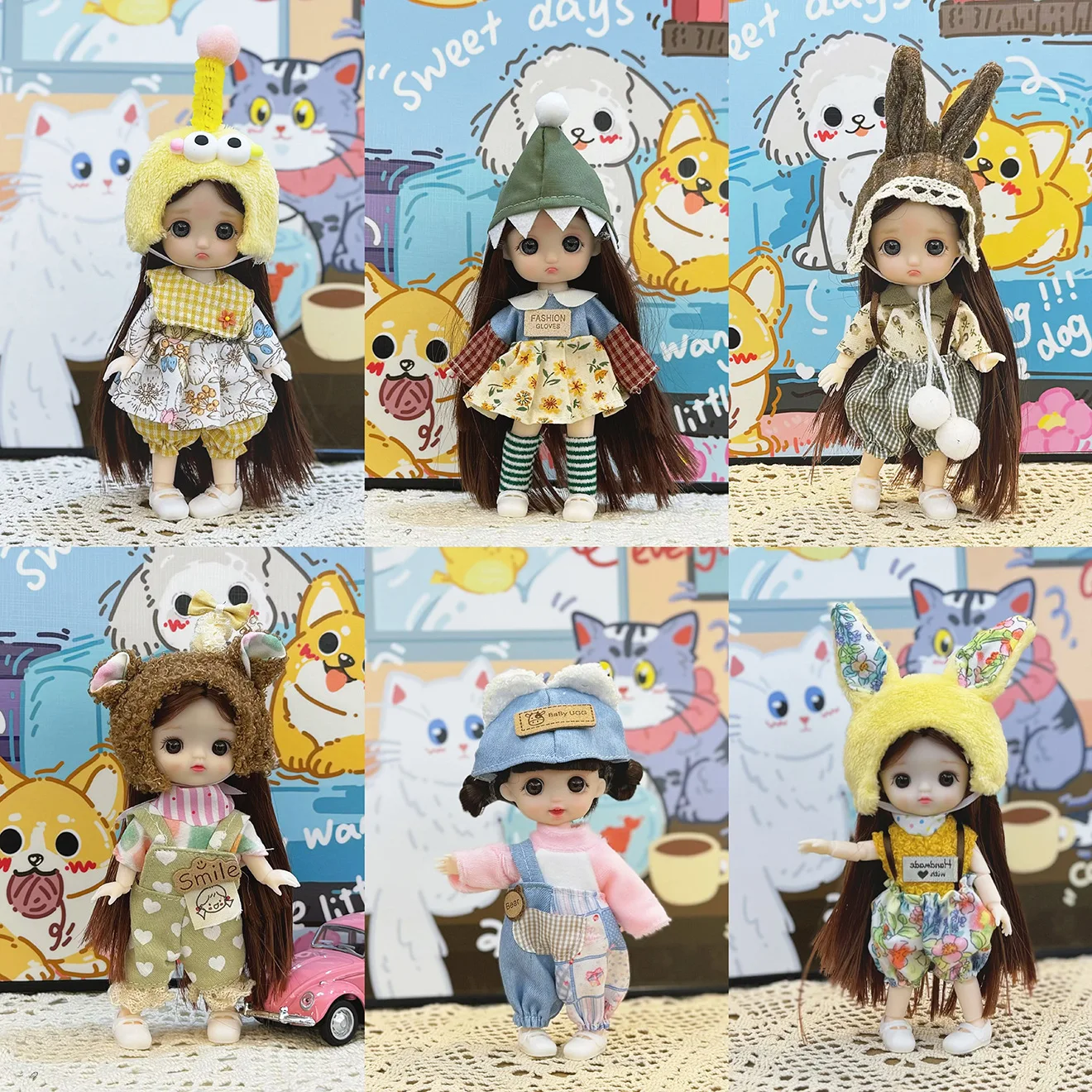 

clothes for 16-17Cm bjd doll gift box set can be changed into 8-point doll Korean wave doll girl children's toy