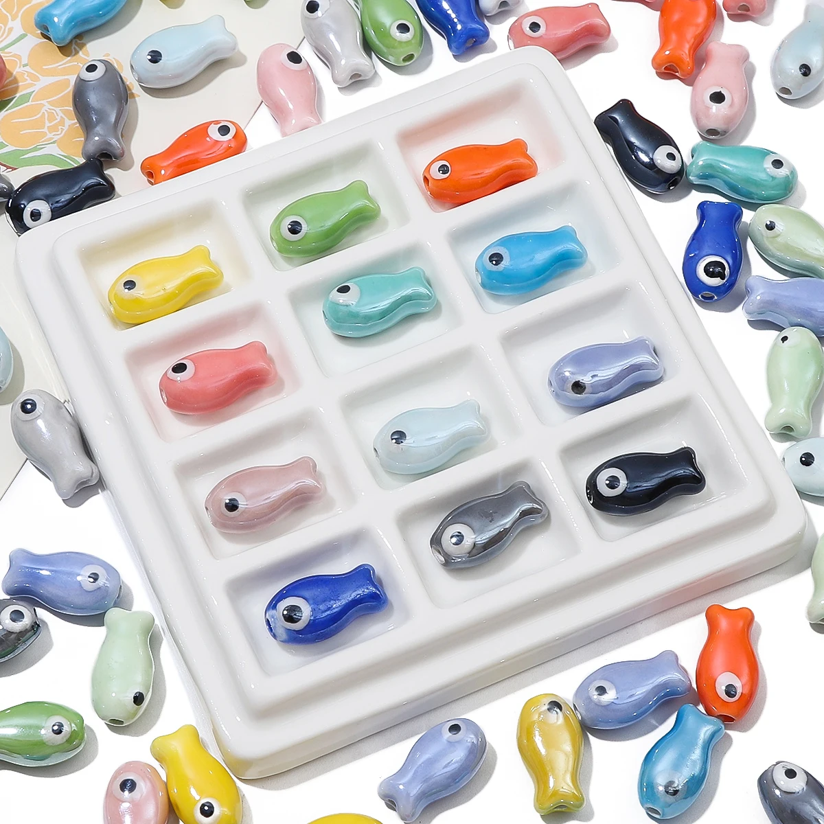 10PCS Retro Small Fish Beads Charms Ceramic Spacer Loose Beads For Jewelry Making Crafts Handmade DIY Bracelet Accessories image 5