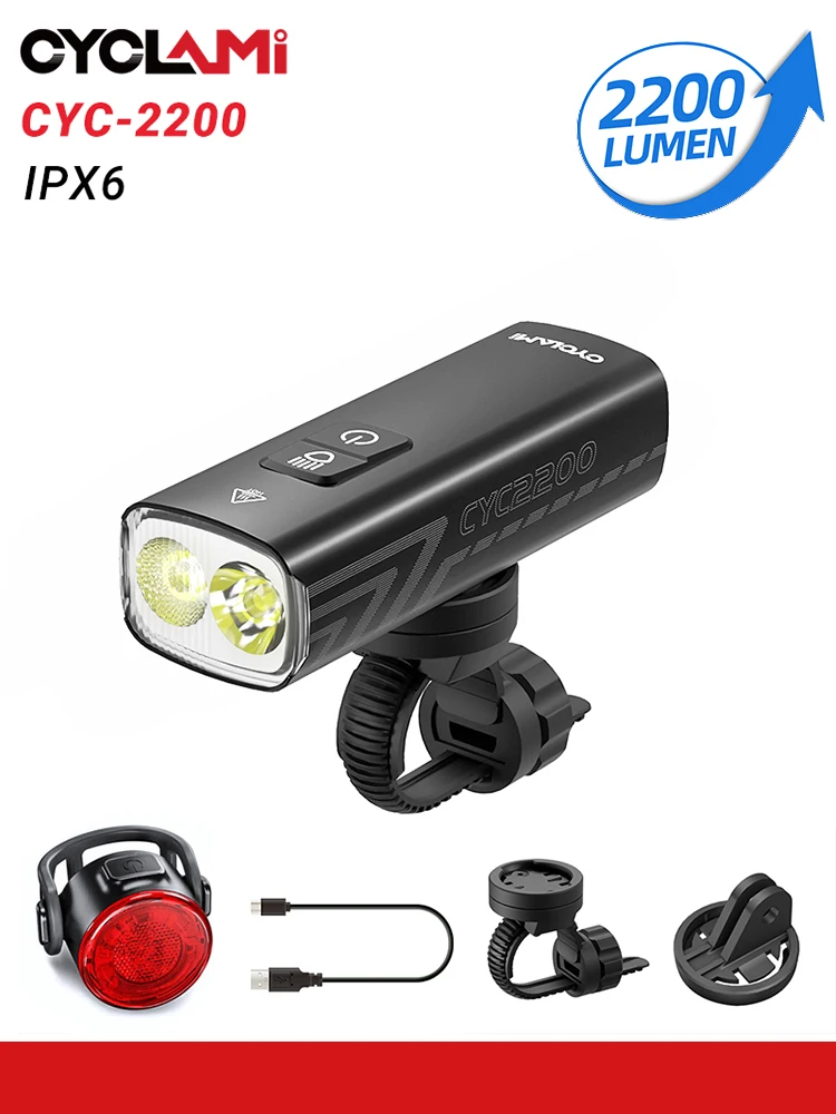 AliExpress CYCLAMI Bicycle Bike Light LED 2200 Lumens High Brightness Multi-Function Road MTB Cycling Safety Front Lights Bike Front IPX6