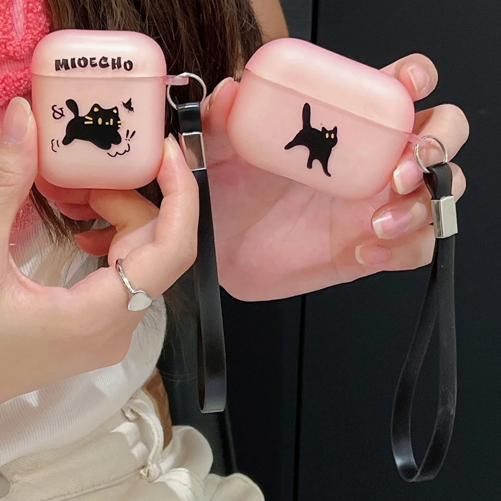 سماعة لاسلكية تعمل بالبلوتوث صندوق شحن مخيف الخوف القط الوردي ماتي لينة سيليكون حقيبة سماعة الاذن ل أبل Airpods 3 برو 2 2nd 1 غطاء