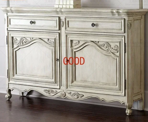 خزانة جانبية لتناول الطعام من الخشب الصلب باللون الأبيض الريفي الأمريكي، وخزانة المدخل، وخزانة الأحذية