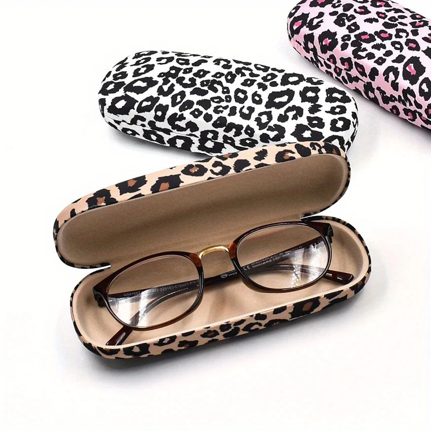 Hartes Brillenetui mit Leopardenmuster, schützender, stabiler Sonnenbrillenhalter für Damen, modische Reise-Brillenbox, modisches Brillenetui