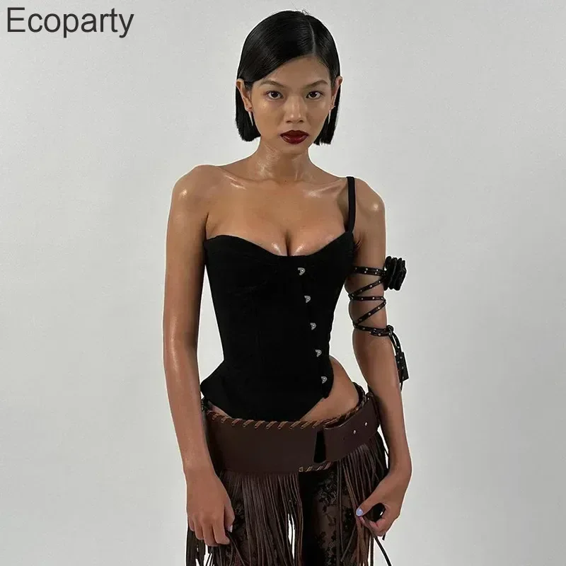 Women's Corset Top Sexy Navel Sleeveless Halter Backless Hanging Buckle T-shirt Tops Fashion Solid Color Suspenders Tops