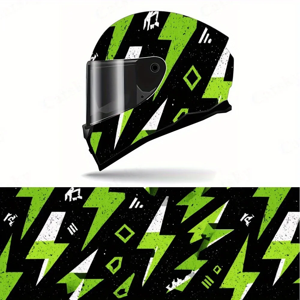 Adesivo Gráfico Abstrato Futurista Geométrico Moderno Inspirado em Tecnologia para Capacete de Moto, Decalque Gráfico de Corrida em PVC Autoadesivo e 