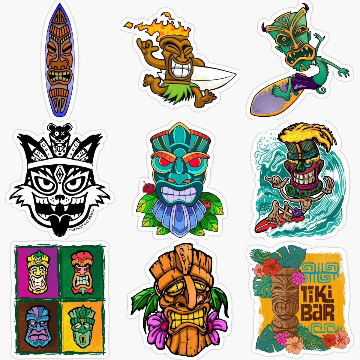 

Tiki Mask Hawaiian Native Totem Personalized PVC Waterproof Stickers Accessories for Decorate Car Window Table Off-road Bumper