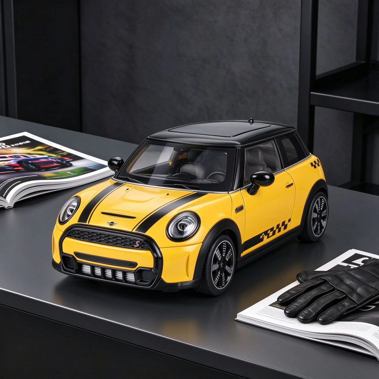 1:24 Mini Cooper S Classic Retro Car Exquisite Alloy Die-cast Model Pull Back Desktop Decoraction