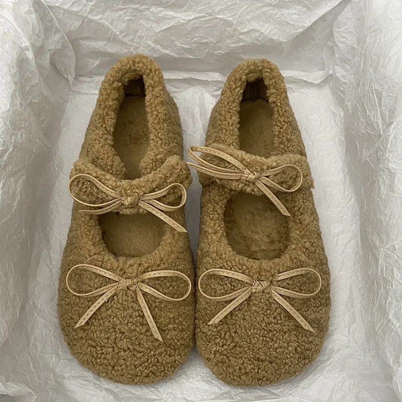 أحذية شتوية بدون كعب من الفرو للنساء بمقدمة مستديرة من Modis أحذية رياضية نسائية كاجوال مسطحة Zapatos De Mujer #3