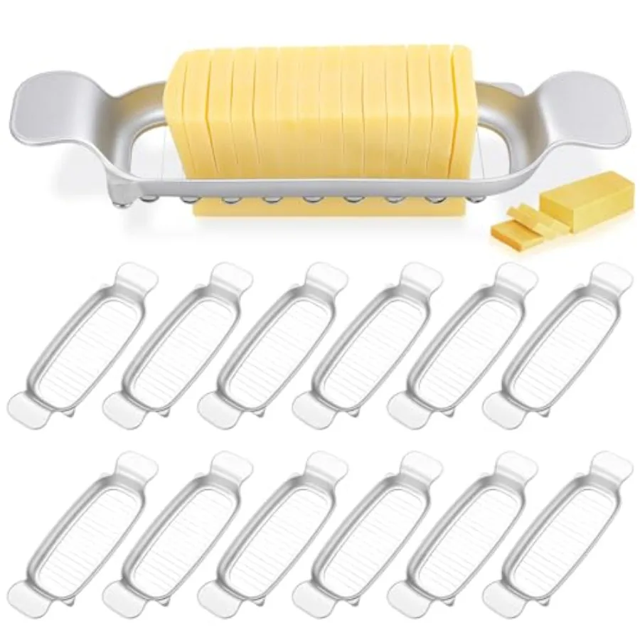 

LemonRoad 12 Pack Stainless Steel Butter Cheese Slicer with 18 Sharp Wires for Consistent 1 4 Inch Slices Multipurpose Handheld