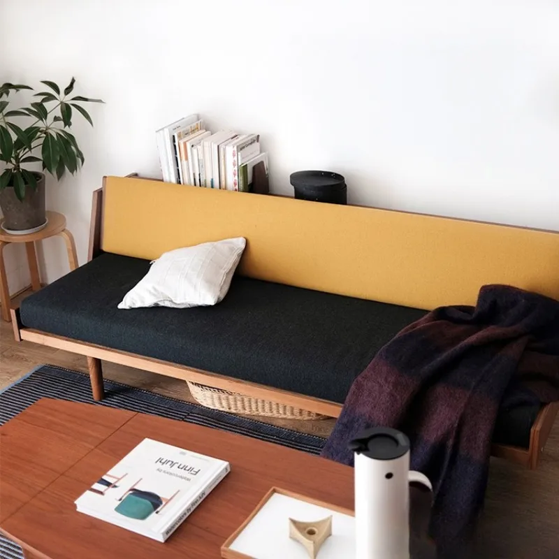 Sofa, Nordic medieval fabric folding armless sofa bed for three