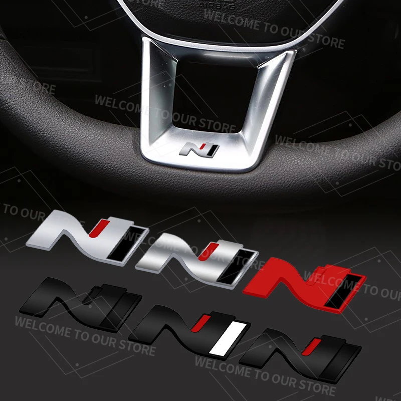 N شارة السيارات الداخلية شعار معدني شعار عجلة توجيه سيارة ملصق لشركة هيونداي N خط توسكاني NX4 إلنترا I30 سانتا في سوناتا