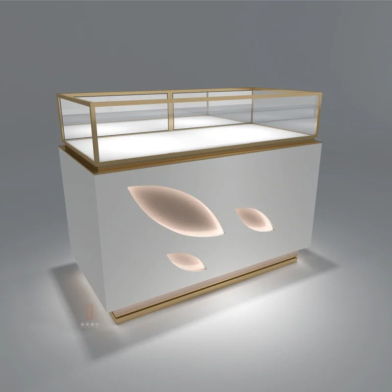 Custom. luxury jewelry shop window exhibition counter custom logo metal glass jewellery cabinet jewelry display showcase