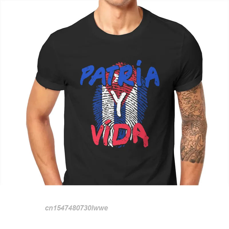 Patria Y Vida Patria O Muerte Homeland And Life Newest T-shirt For Men Viva Cuba Libre Flag T Shirt Tops Big Size Cotton Tees