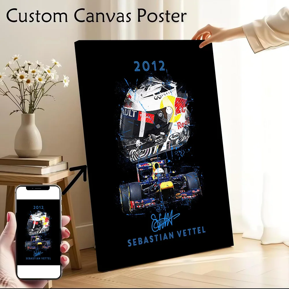 Sebastian Vettel Canvas Poster Wall Art Customizable High Quality Printed Picture for Painting Bathroom Decor Living Room Mural