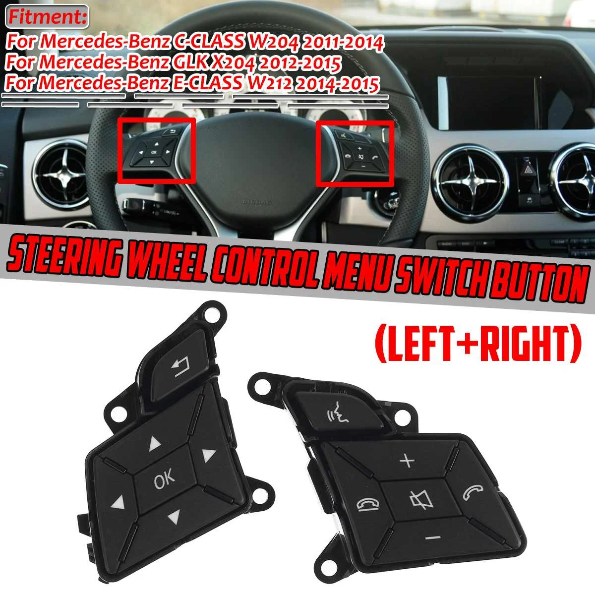 2pcs Car Steering Wheel Control Menu Control Switch Button Cover For Mercedes For Benz W204 X204 W212 C E GLK Class 2185400162