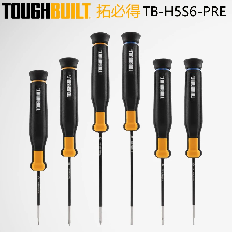

TOUGHBUILT TB-H5S6-PRE Набор прецизионных отверток из 6 предметов Магнитная хромированная стальная ручка Прочные ручные инструменты