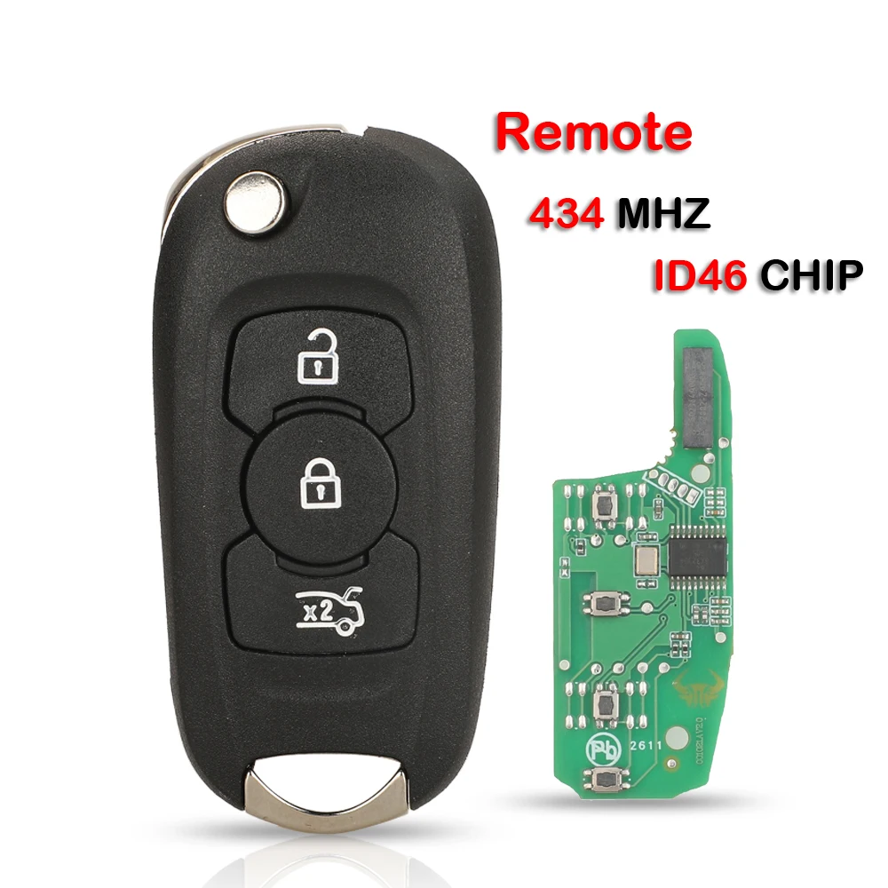 Jingyuqin Autosleutel afstandsbediening/case 2/3 Knoppen 315 434MHZ ID46 Flip Voor Opel Astra K Vauxhall Buick Verano Excelle GT EXCELLEGT
