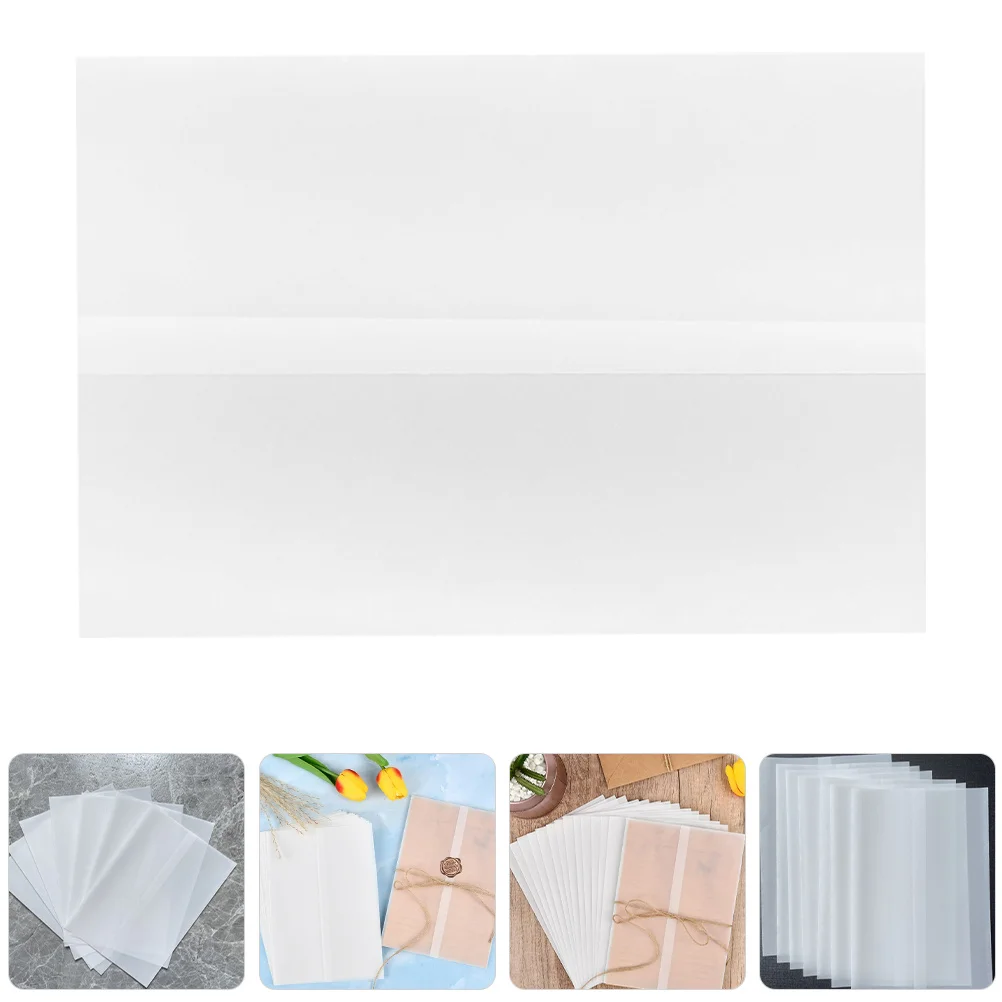 20Pcs Semi Transparent Paper Invitation Envelopes Wedding Card Jackets Universal Paper Invitation Wraps Wedding Accessory