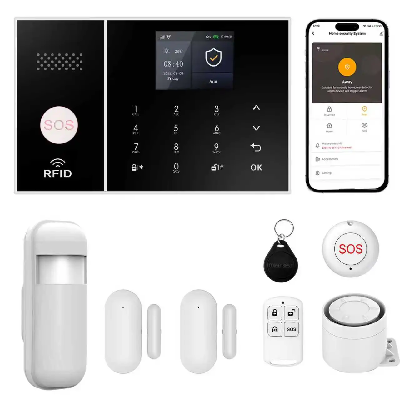 

XUK Complete Home Security Kit:Total Protection with Smart Door&Motion Sensors Connect via Wi-Fi,and Control with Alexa or Phone