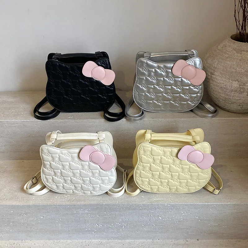 

Women's Backpacks Bow Cute Kawaii Sweet Handbags Kitty Trendy Simple Solid Color Versatile Multipurpose Crossbody Bags For Girl