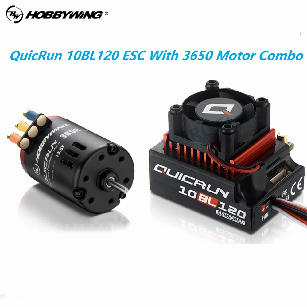 HobbyWing QuicRun 3650 SD G2 Sensored Brushless Motor with QuicRun 10BL120/10BL60 ESC Combo for 1/10th Touring Cars/Buggies