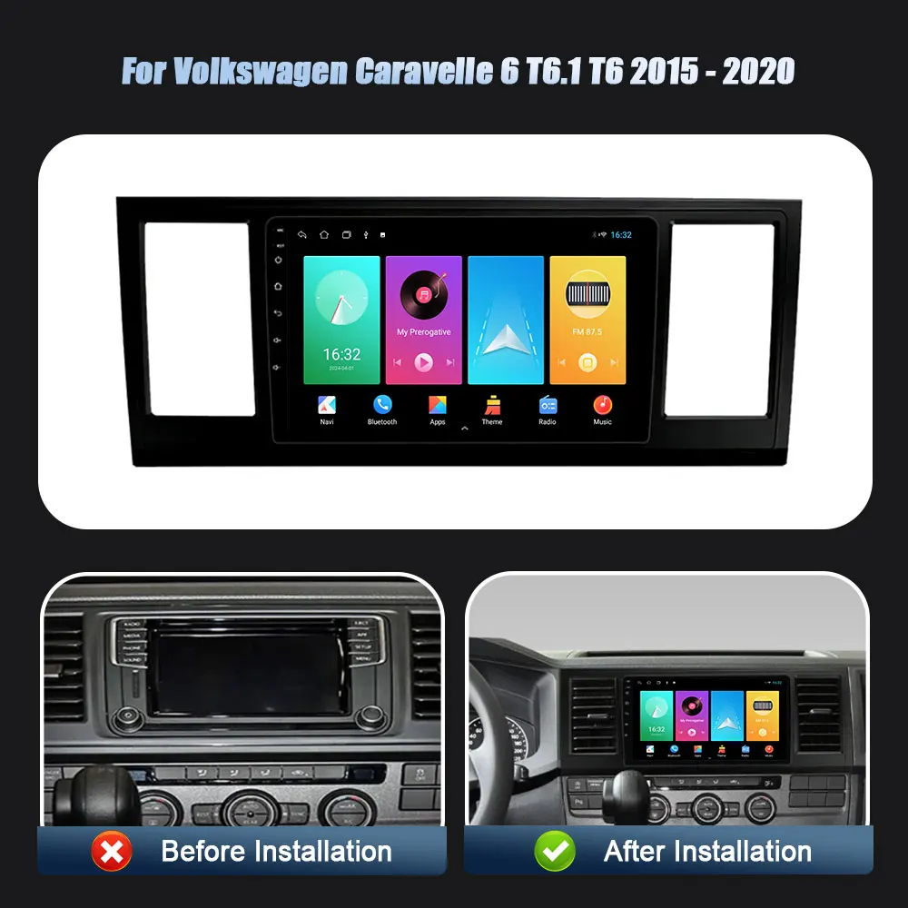 Android 14 For Volkswagen Caravelle 6 T6.1 T6 2015-2020 Wireless Carplay Stereo Car Radio Multimedia Navigation Player 2DIN