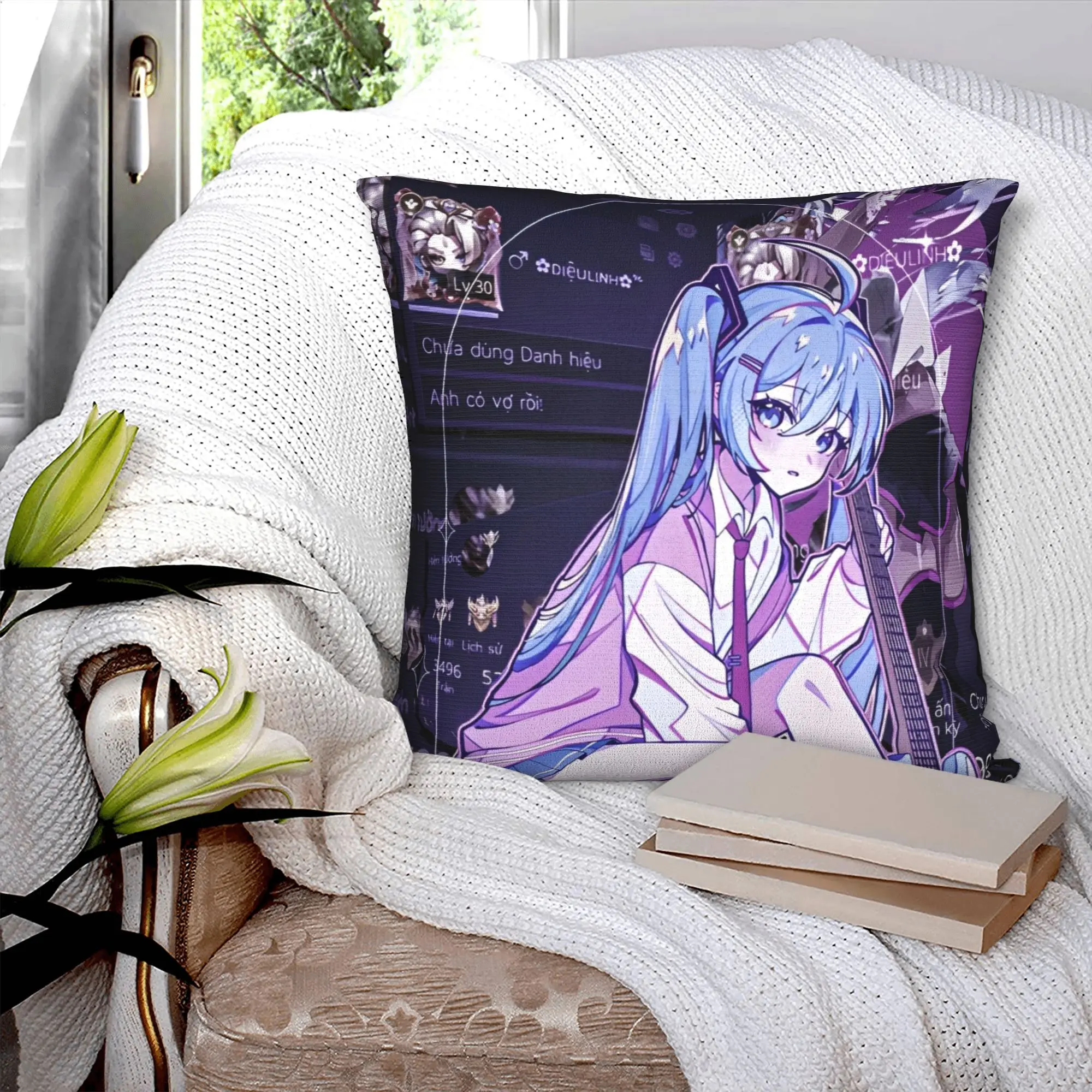 Hatsune Miku Anime  Square Pillow Cases  Cushion Covers Novelty Zipper Decorative Pillowcover for Home 18