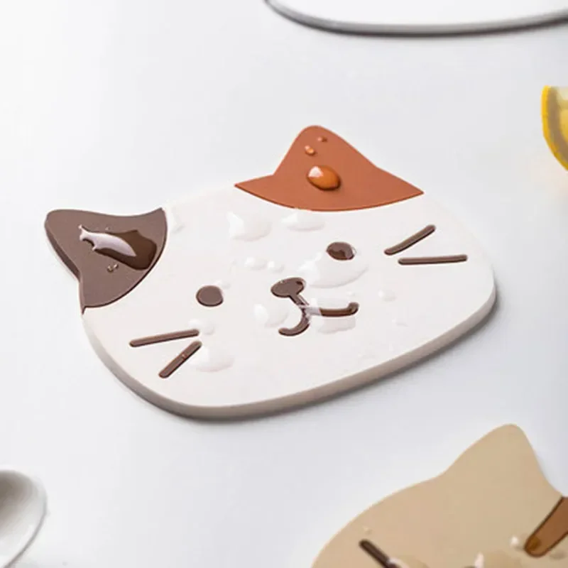 Creative Cute Cat Table Placemat Waterproof Heat Insulation Anti-Slip Bowl Pad Cartoon Milk Coffee Coaster  Kitchen Tableware